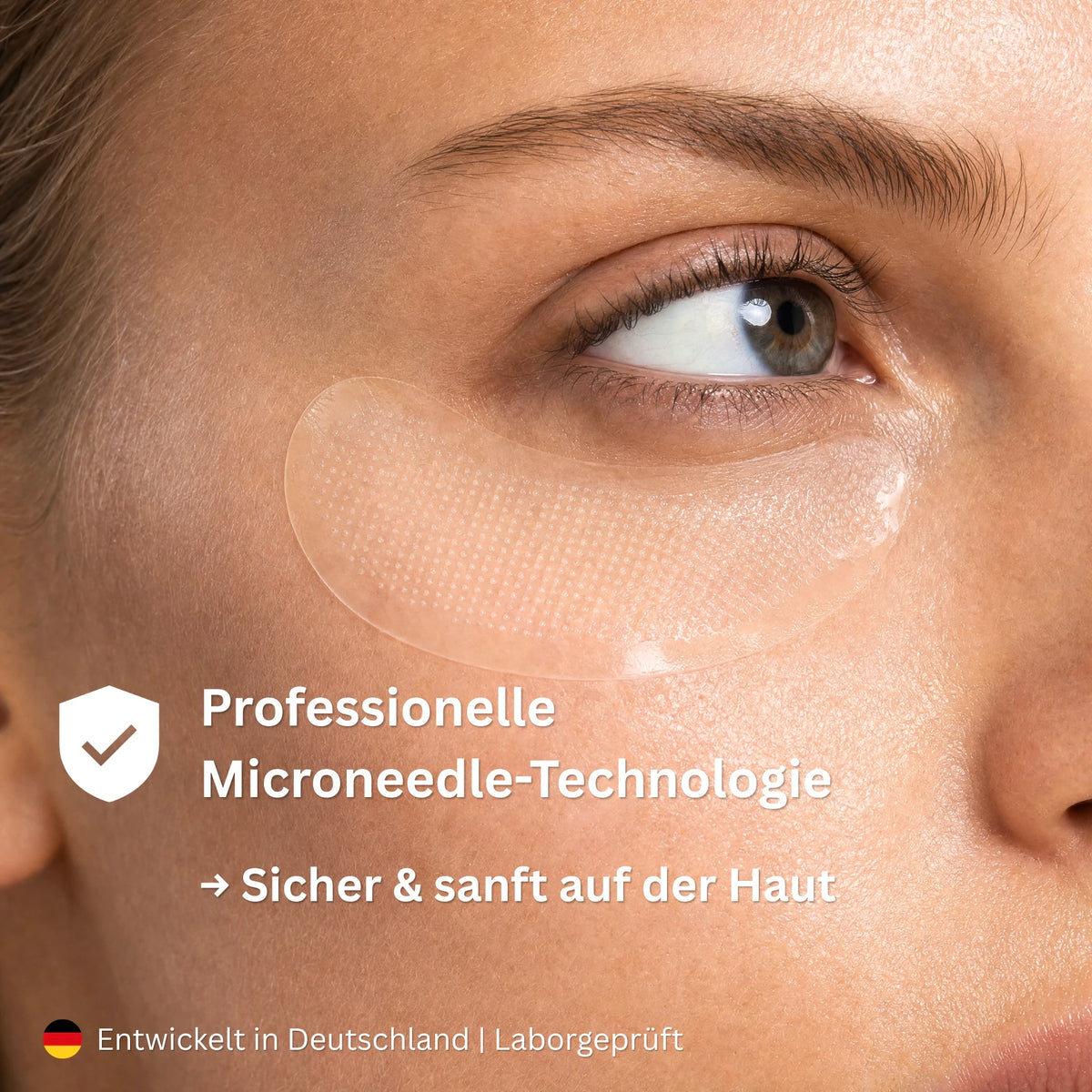 Transparentes Microneedle-Patch unter dem Auge: professionelle Microneedle-Technologie, sicher und sanft